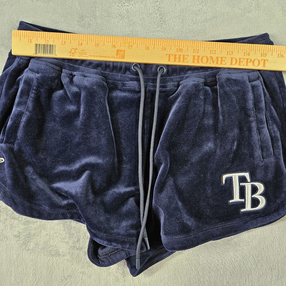 Tampa Bay Rays Velour Shorts Womens M Pro Standard Navy MLB Drawstring Elastic - Picture 8 of 10